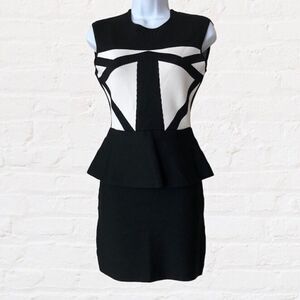 BCBG MaxAzria Caprice Geometric Peplum Jacquard Dress